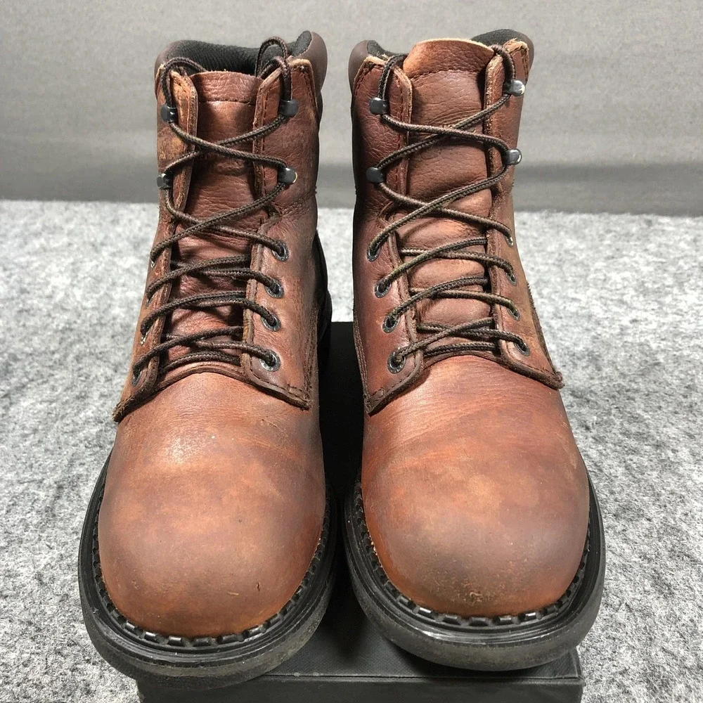 Vintage 2007 Red Wing EH Work Boots Mens 8D Brown Leather USA Made Lace Up